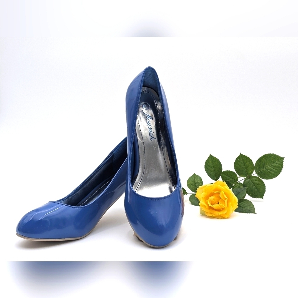 Women's Flourish Pump Blue Leatherette Stilettos Fashion Wedding Heels Sz 6 1/2
